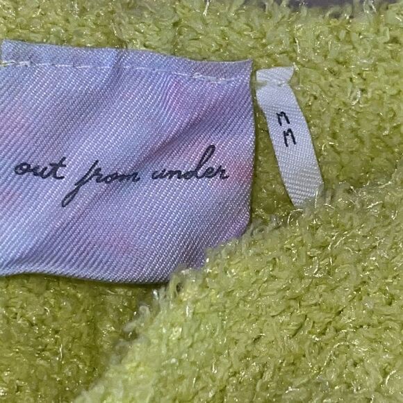 Urban Outfitters Top Womens Medium Fuzzy Knit lounge Lime Green wrap Cropped NWT - Picture 6 of 8